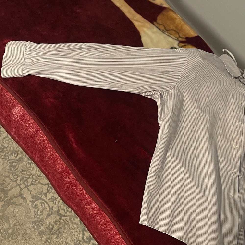 Dagne Dover Men's White and Gray Striped Dress Shirt